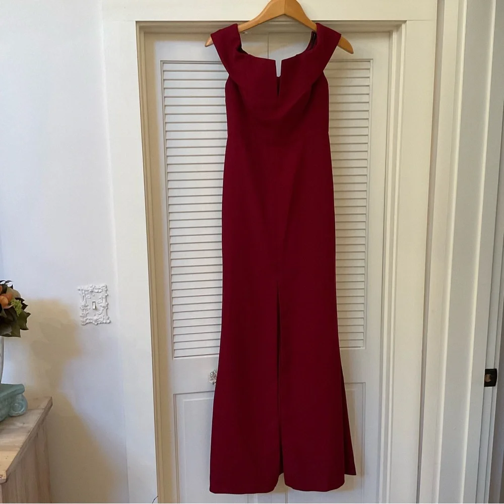 Dessy Gown Off The Shoulder Burgundy Size 0 NWT